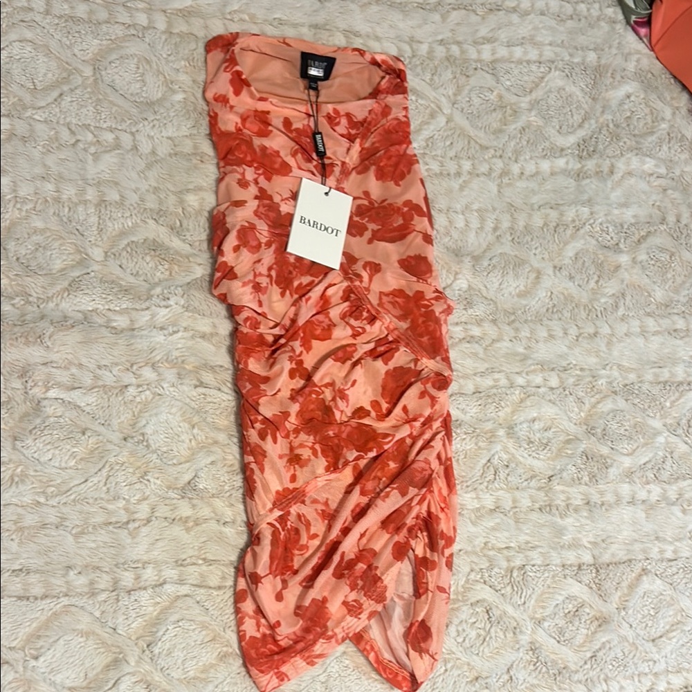 Bardot Pink Ruched Asymmetrical Cocktail Dress